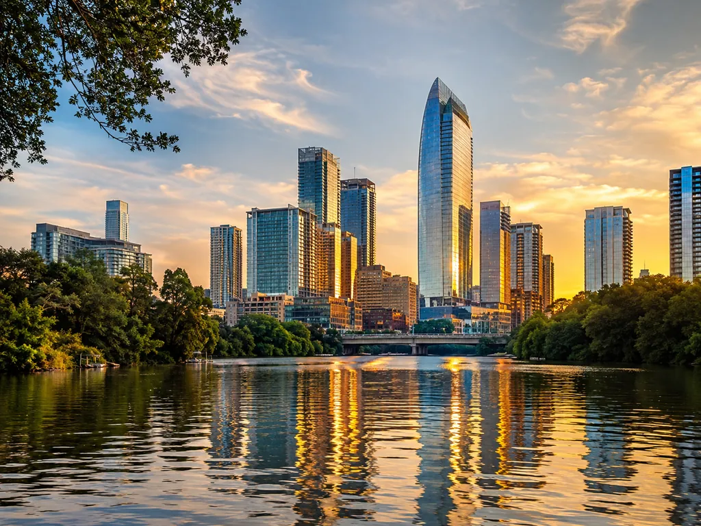 The Austin skyline seen from Lady Bird Lake